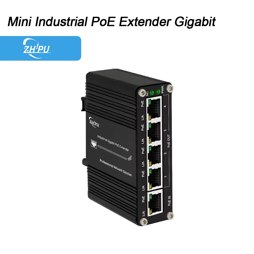 

Mini Gigabit PoE Extender for Industrial Use – 30W IEEE 802.3at Input, 4-Port Output, DIN-Rail/Wall Mount Design