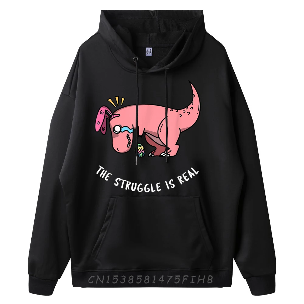 Loose Mens Hoodies Bunny The Struggle Is Real Vintage Sweatshirt Long Sleeve Casual Hoodies O-Neck