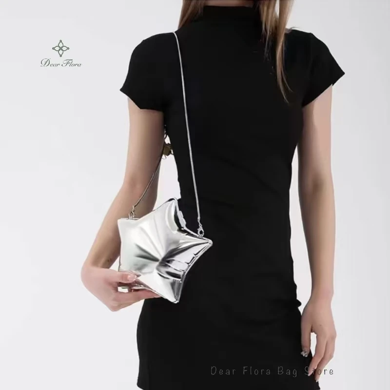 Bolso cruzado de acrílico con forma de estrella de cinco puntas para mujer, bolso de hombro de lujo plateado, bolso de mano para fiesta de noche, diseñador, nuevo