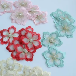 5pcs/lot 10colors DIY Handmade 2-layer Flower patches for Wedding Dress flowers for Headwear dresses hat decorative appliques