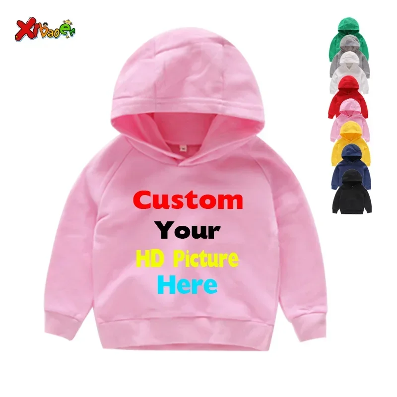 Your Own Design Custom Hoodies Children\'s  Sweatshirts Red Cotton 2T-8T Cotton Boys Girls Hoodies 3 4 5 6 7 8 Years Sweatshirts