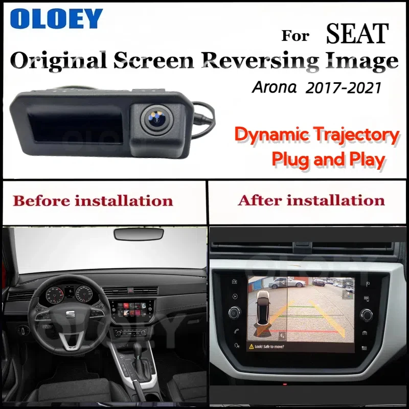 For SEAT Arona 2017~2021  Original Screen Upgrade Canbus Dynamic Trajectory Trunk Handle Reversing Rear Backup Camera MIB