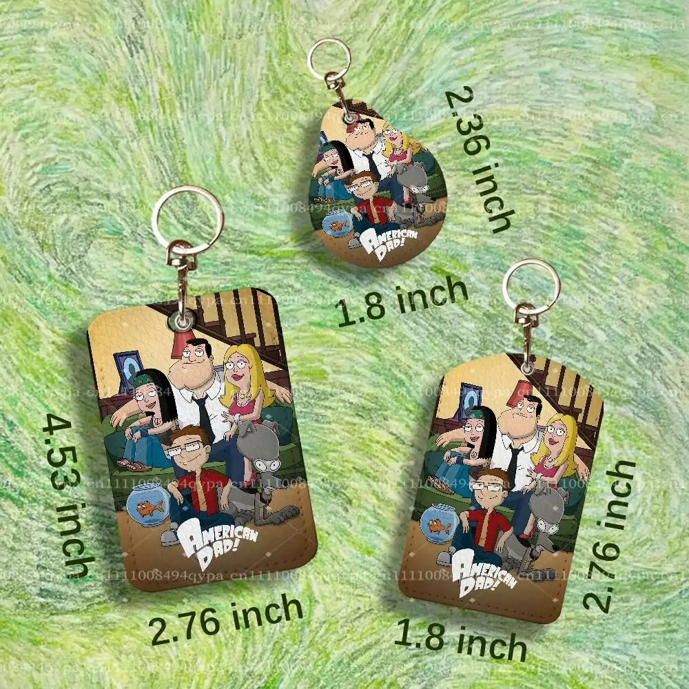 A-American Dad Cartoon Roger Keychain Card Holder Leather Keeps ID Cash Keys Cards Ready for Work, School, Travel Daily Errands