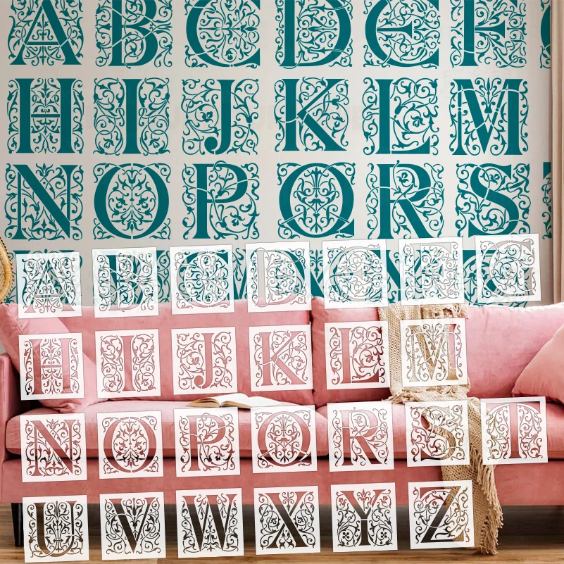 30cm - 50cm Stencil For Decor Large Wall Paint Painting Door Letter Name Number Saying ABC (PRICE IS FOR ONLY ONE LETTER) S907