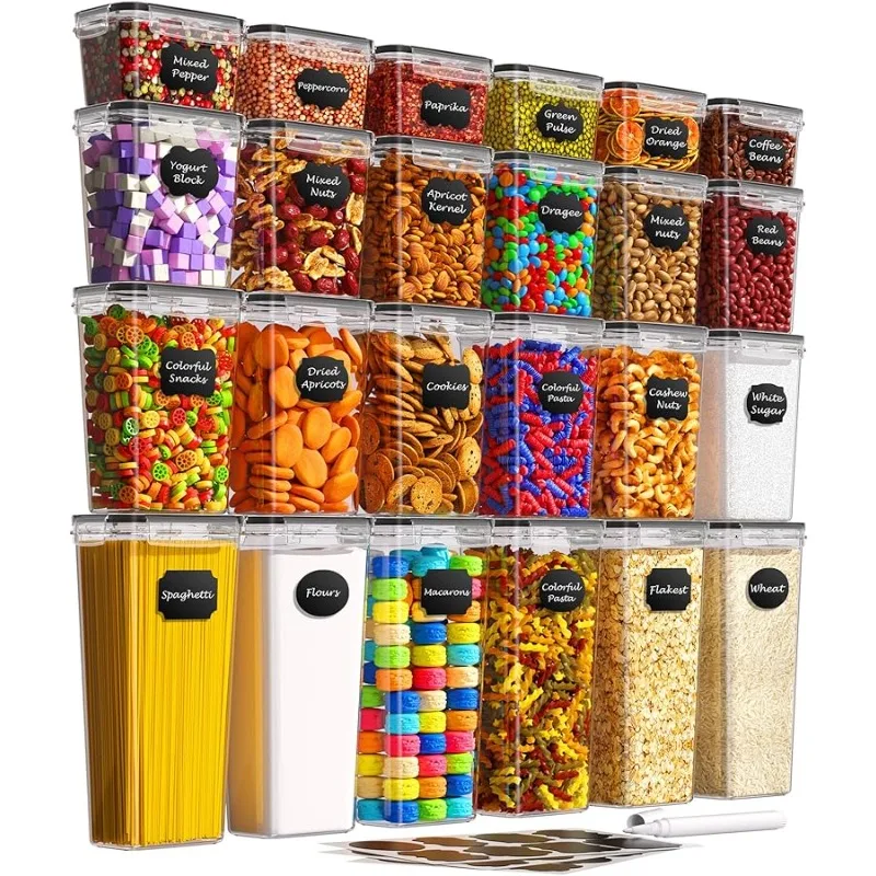 

Airtight Food Storage Containers with Lids, 24 PCS Kitchen and Pantry Organization Canisters, BPA-Free, PVC-Free, Food-grade Pla