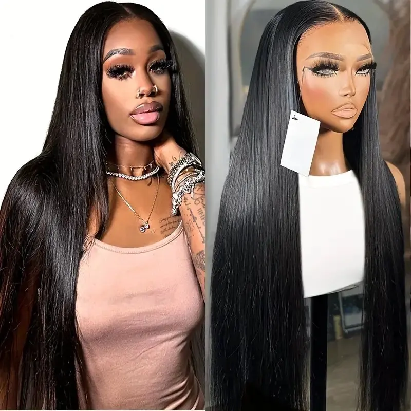 Rosabeauty 13x6 Straight Lace Front Wig Human Hair 40 Inch Glueless Ready to Wear Wigs 150% For Women