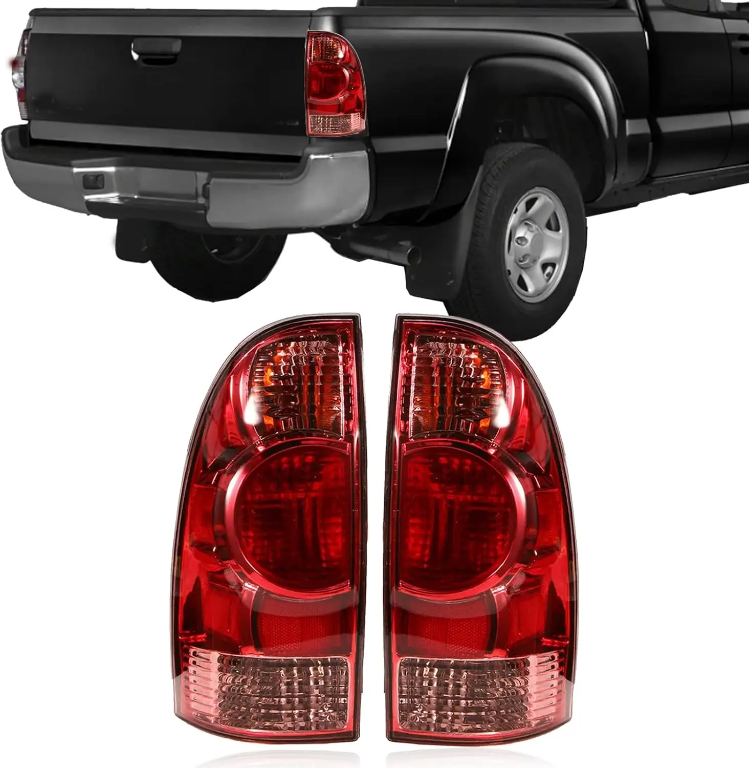 

Задний фонарь заднего бампера для Toyota Tacoma 2005-2015 годов LH + RH красный стоп-сигнал с лампочкой и комплектом жгутов проводов