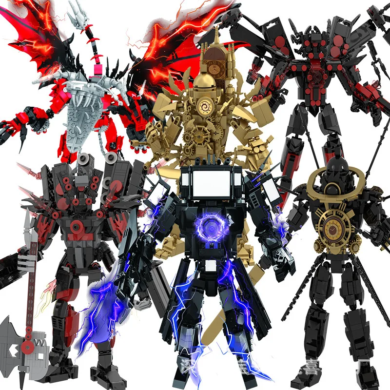 スキビディトイレ-積み木おもちゃ-カメラマン-クロックマン-スピーカーマン-テレビマン-スキビディトイレ-ドリルマン-スピーカーマン-タイタン-クロックマン