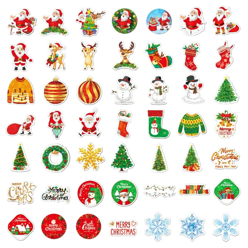 2026 Christmas Gift Box Stickers Holographic Laser for Kids Party Supplies Holiday Gift Decoratio  Waterproof