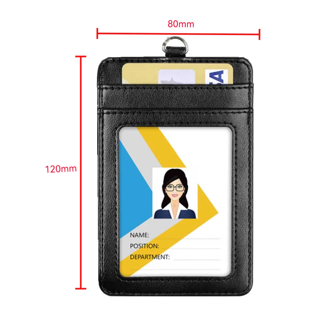 PU Leather Badge Holder with Adjustable Retractable Lanyards, Quick Release Buckle and Safety Breakaway Lanyards