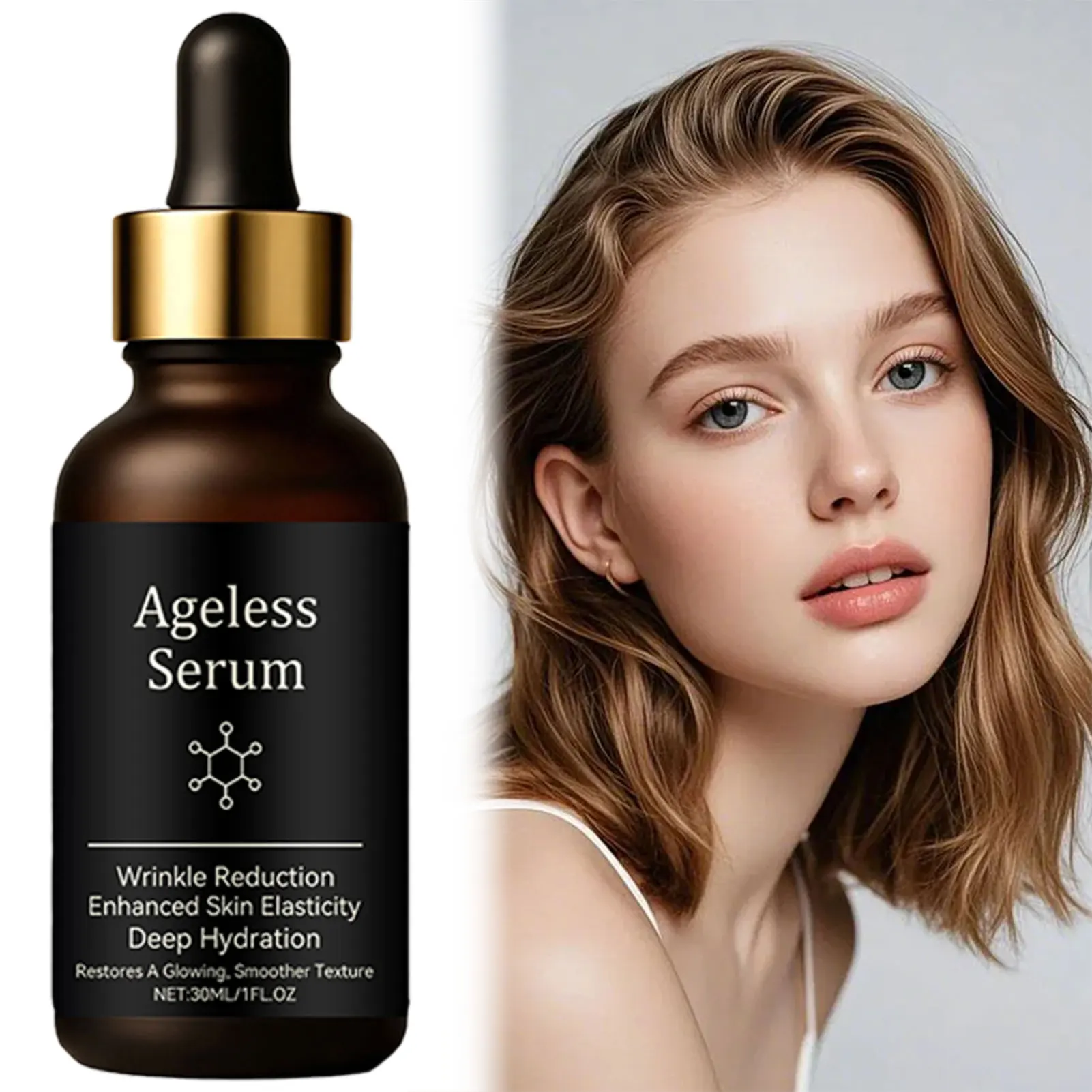 30ml Age-Less Face Up Serum Wrinkle Reduction Repair Skin Elasticity Deep Hydration Restores A Glowing Smoother Texture