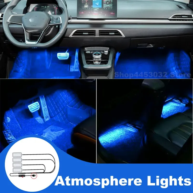 Car Assecories For BYD Dolphins Qin Plusdmi Atto 3 Han EV Song G3 G6 Led Lamp Usb Foot Ambient Light Interieurs Voiture Blue