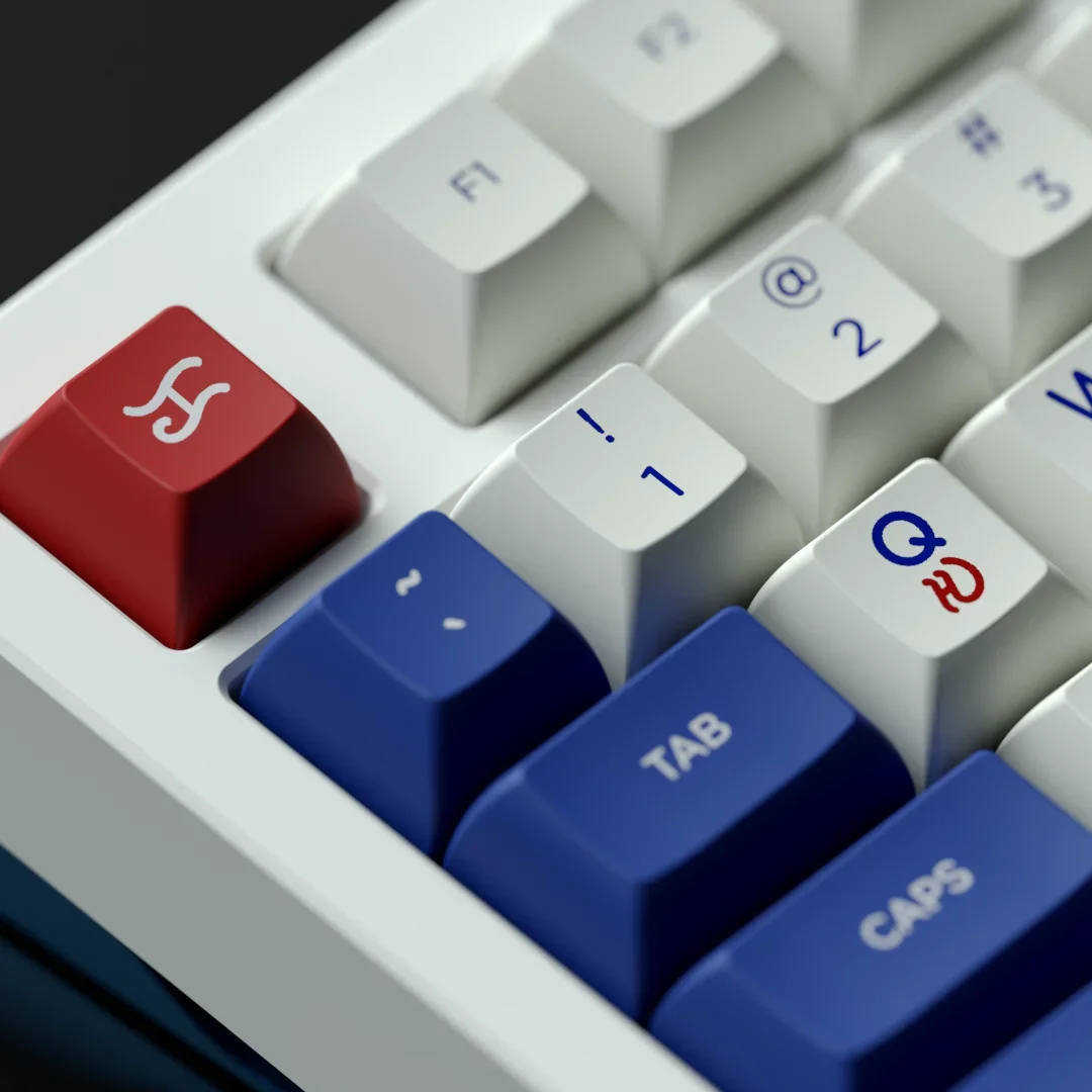 KAT highly written blue and white custom, sublimation keycaps 68 87 104