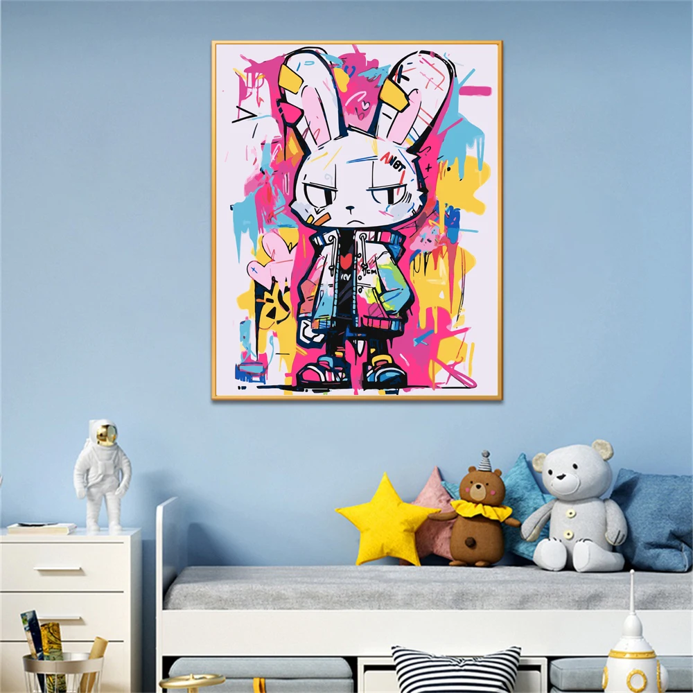 

Painting by Numbers For Adult cartoon rabbit Dropshipping Canvas Oil Paint by Number Home Decor