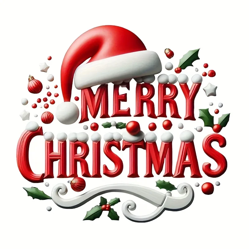 1Pc  Merry Christmas Santa Hat Vinyl Sticker Glossy Self-Adhesive For Car Motorcycle Laptop Phone Xmas Decor