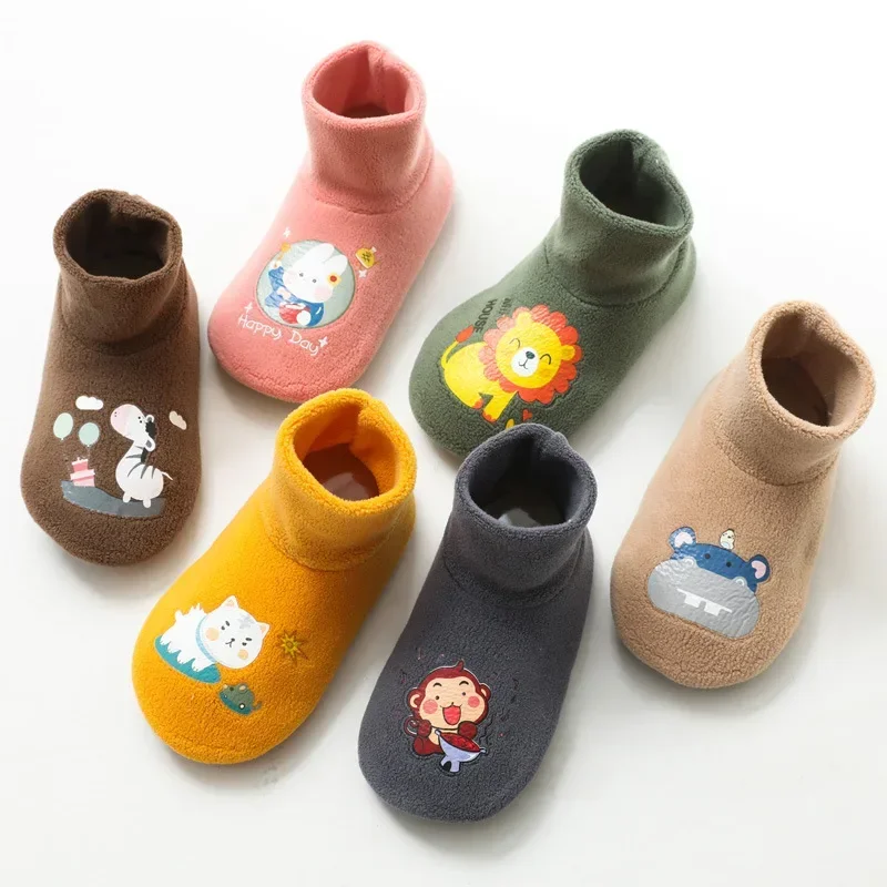 

NewBorn Baby Winter Warm New Footwear Floor Shoes Cartoon Children Toddler Socks Non-slip Infant Baby Girl Boy Shoes