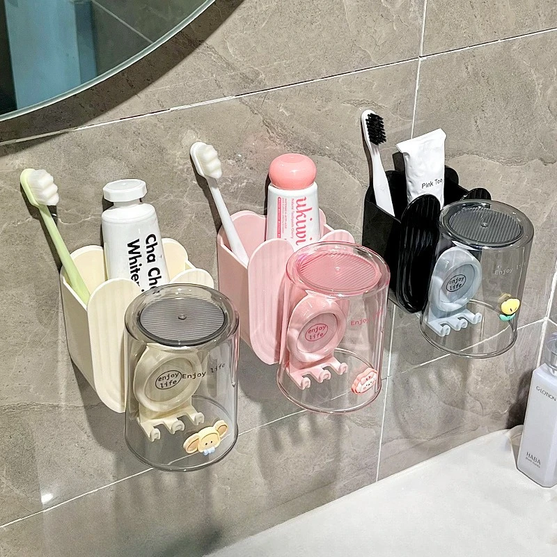 칫솔 보관함, 욕실용 벽걸이형 전동 칫솔 및 양치컵 보관함