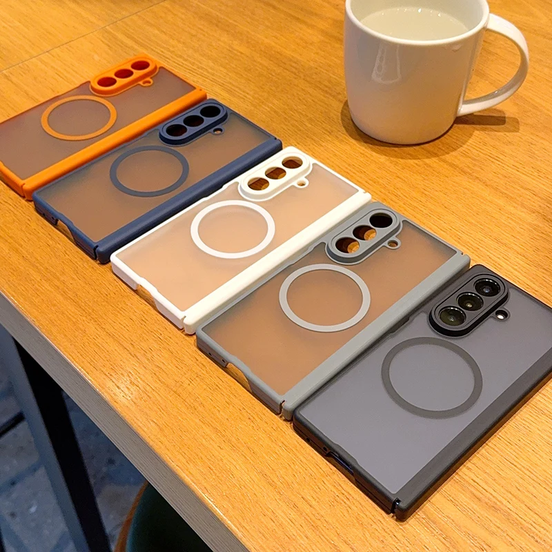 Luxuriöse matte Hülle mit magnetischem Scharnier für Magsafe, faltbar, für Samsung Galaxy Z Fold 7 8Ultra, kabelloses Laden, stoßfeste, transparente Abdeckung – Detail 7