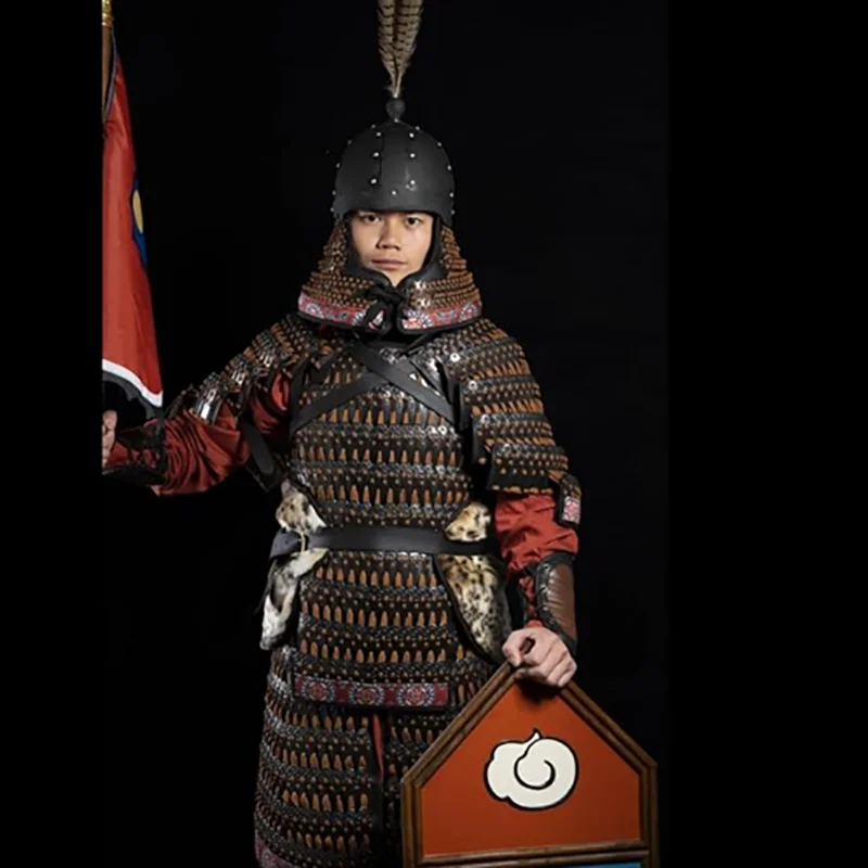 10kg Real Armor Men Black&Silver Stainless Steel Medieval Warrior Outfit Unisex Fighting Practice Battle Gear Armor Helmet