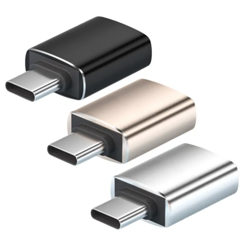 USB3.0 ke Tipe C Adaptor Pria USB A ke Konektor USBC Konverter Tipe C Adaptor Pengisi Daya Mobil untuk Ponsel MacBook