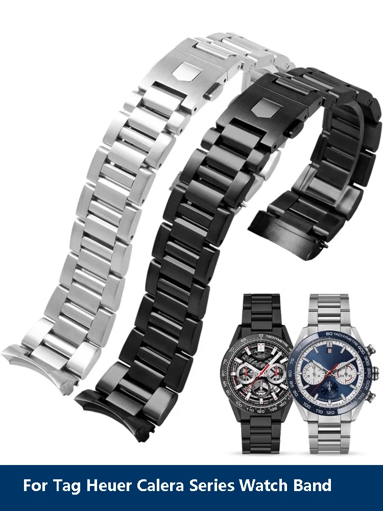 Pulseira de relógio em aço inoxidável sólido, pulseira para homens, pulseira prata, pulseira, Tag Heuer, Calera Series, acessórios para relógios, 22mm