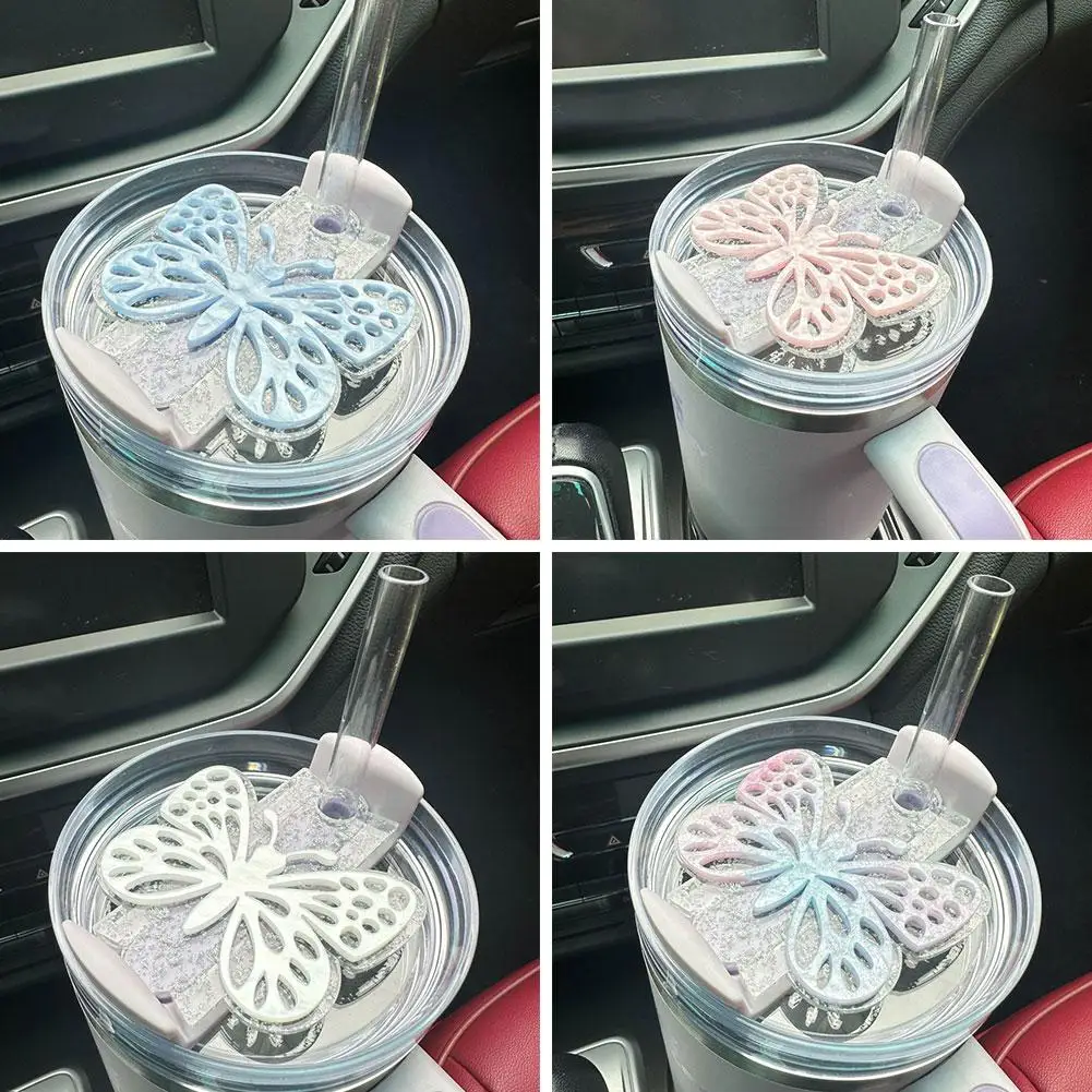 DIY Replacement Lids For Stanley Silver Foil Bottom Butterfly Popsicle Cup Straw Label For Stanley Topper 40oz Cup Lid Decoratio
