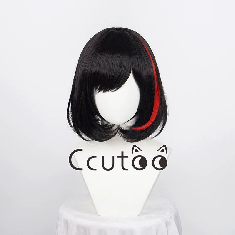 Ccutoo-Peluca de cabello sintético resistente al calor para mujer, cabellera artificial de Cosplay, estilo Mitake Ran, color negro y rojo