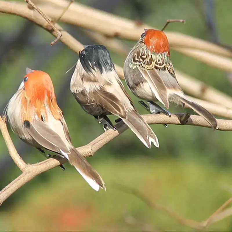 Clip On Birds 12pcs Sparrow Feather Bird Decorations Feathered Bird Decoration For Home Decoration Home Garden Lawn Decoration