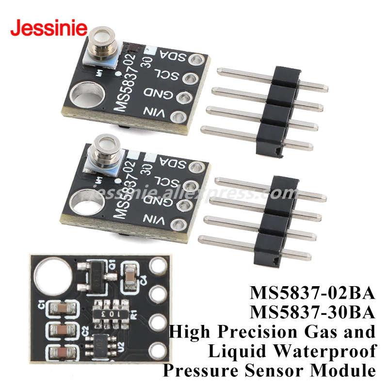 2pcs/1pc MS5837 02BA 30BA High Precision Gas/Liquid Waterproof Pressure Sensor Module  300~1200mbar 0~30bar I2C Communication