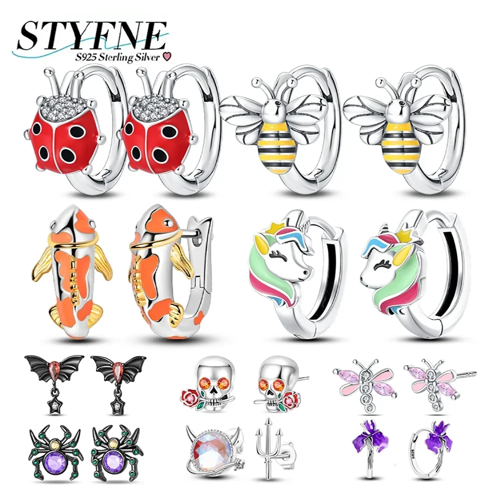 

Exquisite Double Earrings Silver 925 Animal Series Dragonfly Spider Bat Earrings for Women Engagement Birthday Jewelry Gift