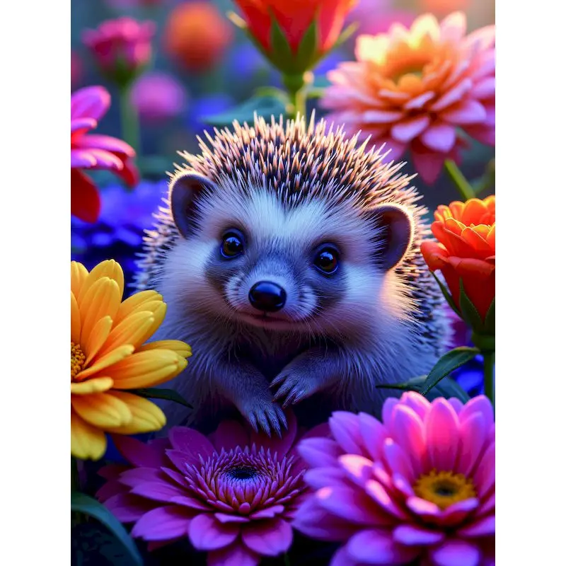 

SDOYUNO DIY Diamond Painting Cute Hedgehog Diamond Mosaic Cross Stitch Flower Embroidery Art Handicraft Kits Home Decor