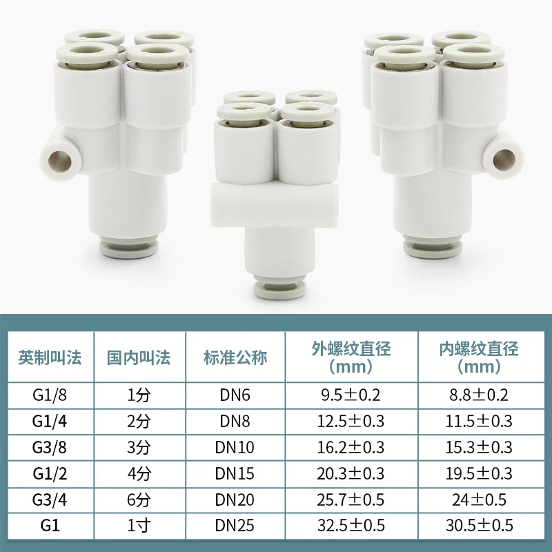 5 قطعة KQ2UD 04/06/08/10/12/00 تركيب أنبوب الهواء الهوائي المقاوم للتسرب 1-In 4-Out تقلل المنوع لخطوط الأتمتة