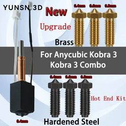 Para Anycubic Kobra 3 Hotend Kit nueva actualización 0,4mm 0,6mm 0,8mm boquillas de acero endurecido de latón para impresora 3D Kobra 3 Combo