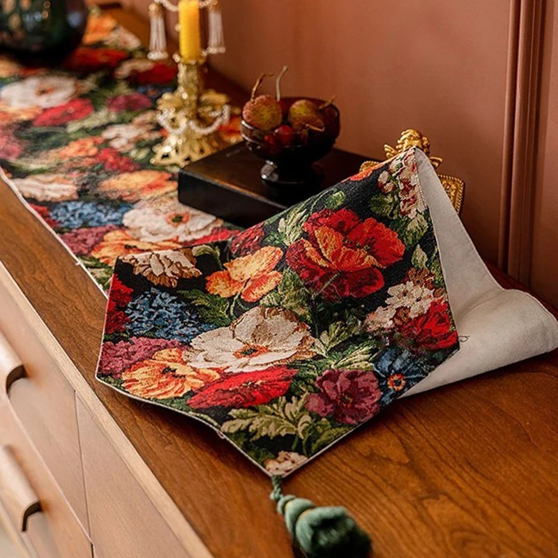 Camino de mesa de estilo chino, mantel de patrón Floral clásico con borlas, ceremonia del té, Bandera de mesa Zen, decoración de fiesta, nuevo