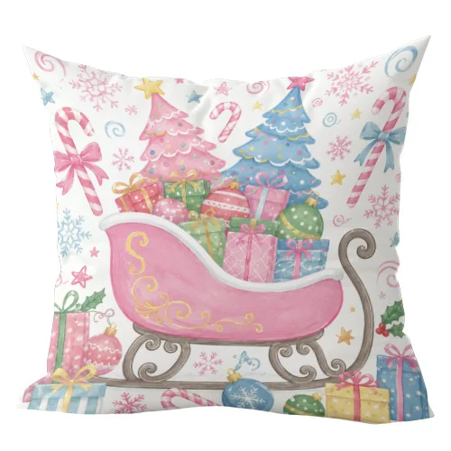 1pcs Merry Christmas Throw Pillow Covers Cute Winter Holiday Decorative Cushion Cases for Home Sofa Bed