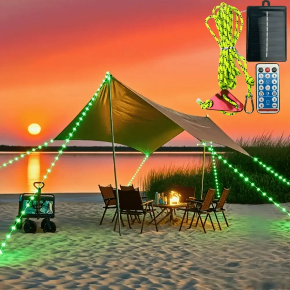 Solar Tent Guy-line Light Windproof Reflective Wind Rope Light Waterproof Thickened LED Rope Light Outdoor Camping