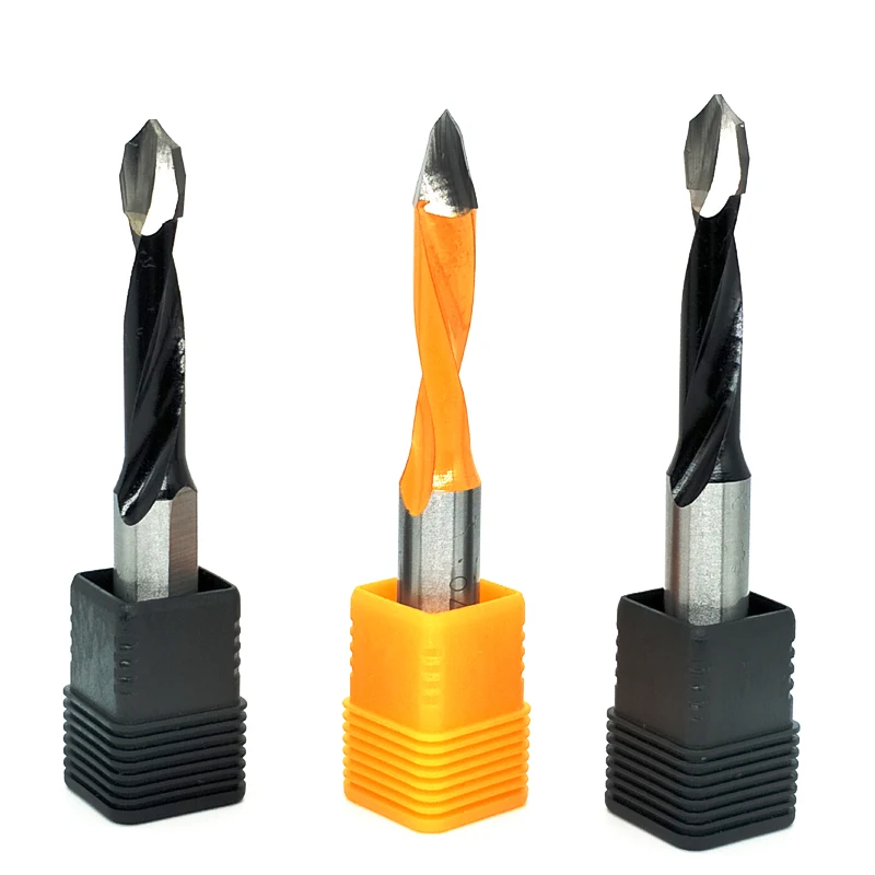 Broca de liga de carboneto de tungstênio, Carpintaria através do furo, CNC Router Bit, Buraco chato, Dia 5-10mm, 70mm Comprimento, 1Pc