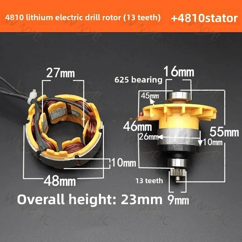 16.8V 21V Brushless Lithium-Ion Drill Motor 4810 Lithium-Ion Drill Rotor 13-Tooth 4810 Stator Motor