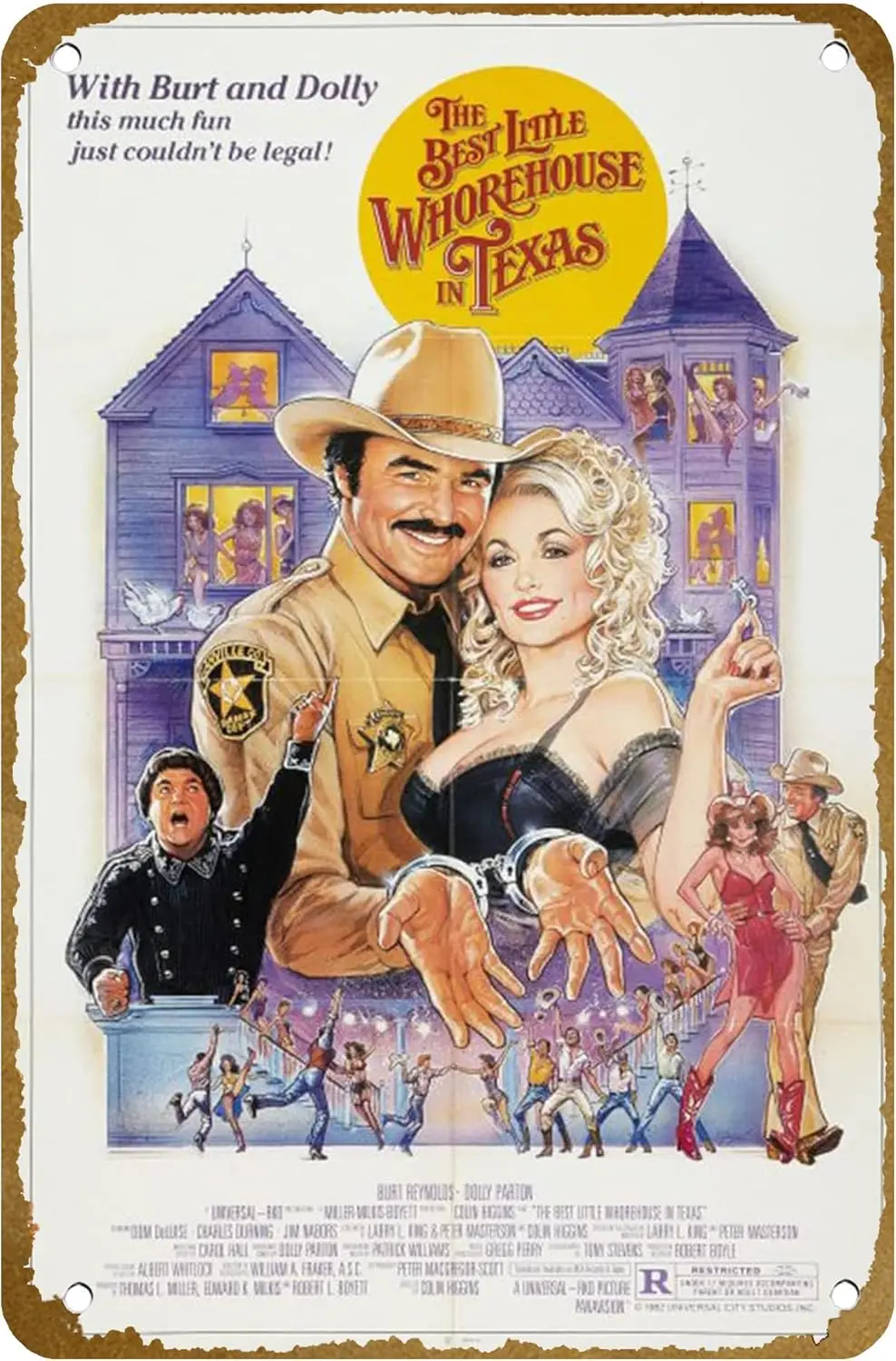 The Best Little Whorehouse in Texas 1982 Poster Vintage Metal Tin sign Logo Family Club Bar Cafe Bedroom Art Wall Decoratio sign