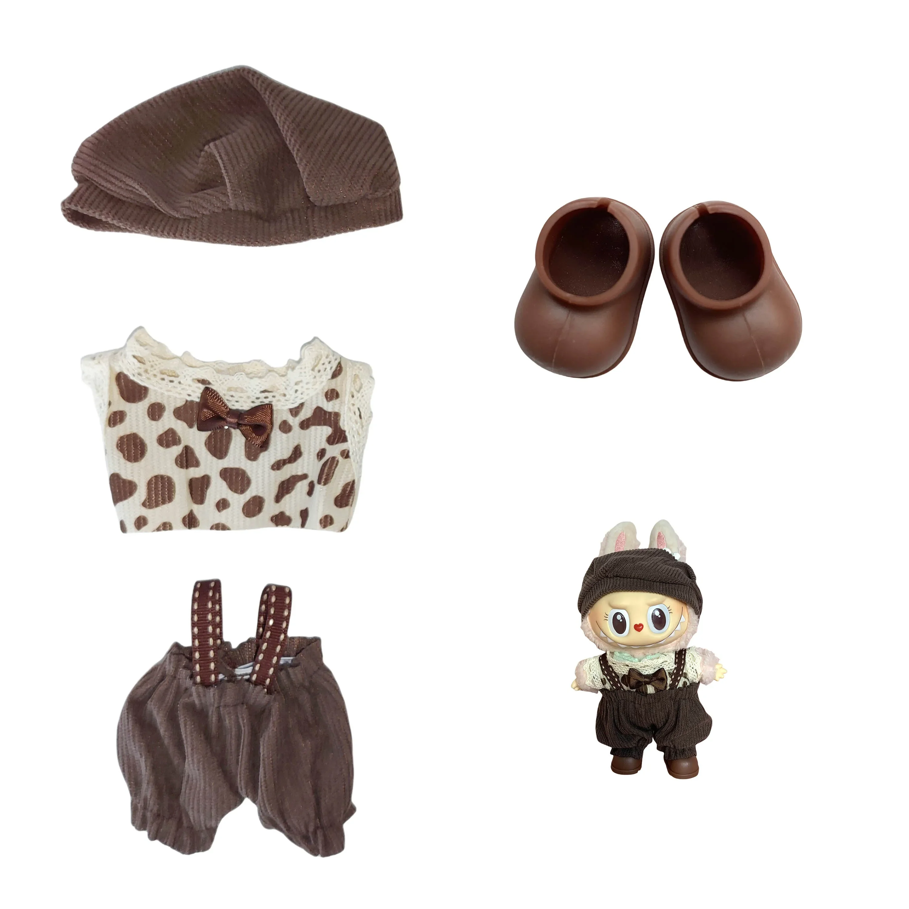 

Clothes for Labubu 15-17cm Plush Doll Clothes, Wearable Keychain Gardener Outfit Set