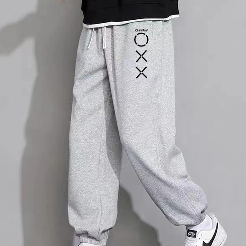 

Spring Autumn New Elastic Waist Fashion Sweatpants Man High Street Casual Loose Letter Printing Pockets Patchwork Y2K Trousers