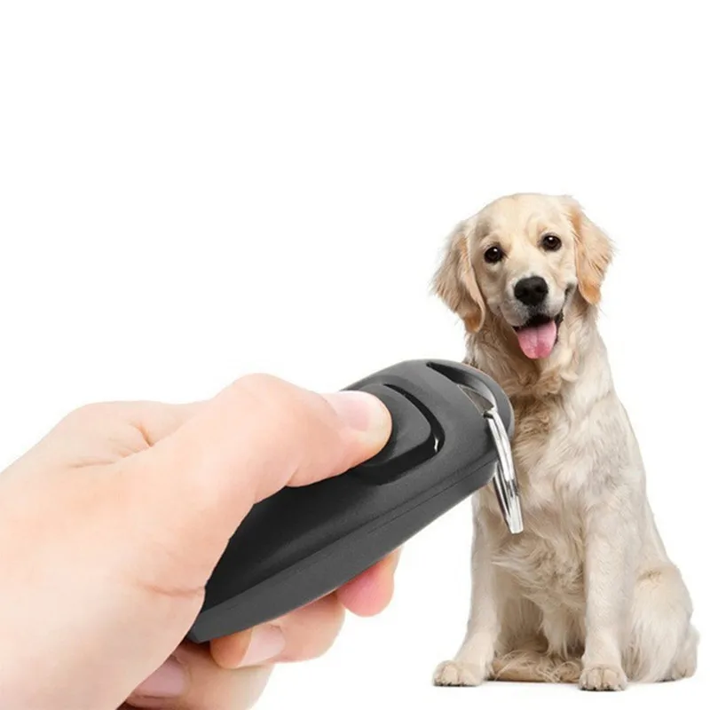 Clicker 2 en 1 para perro y mascota, silbato de entrenamiento para dejar de ladrar, herramienta de ayuda de entrenamiento con llavero, suministros