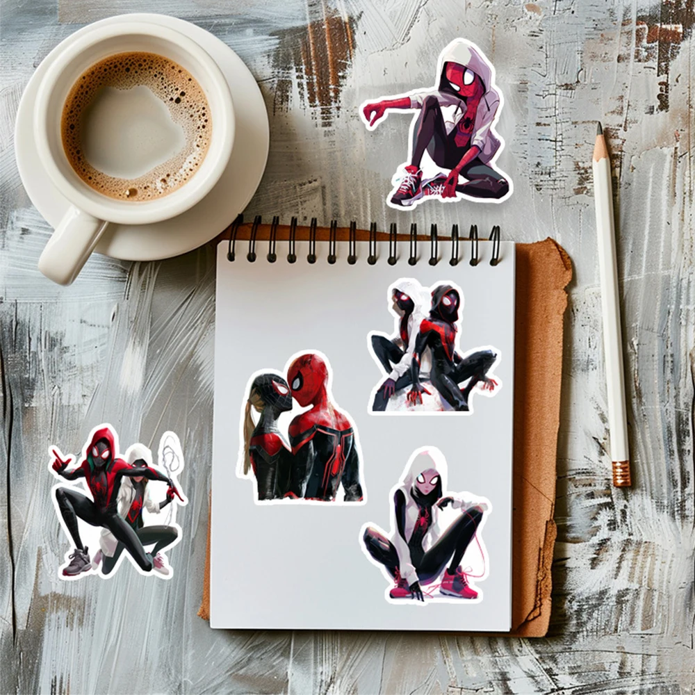 10/30/50pcs Disney Cartoon SpiderMan Gwen Stickers Across The Spider-Verse Graffiti DIY Phone Skateboard Bike Decals Kids Toys