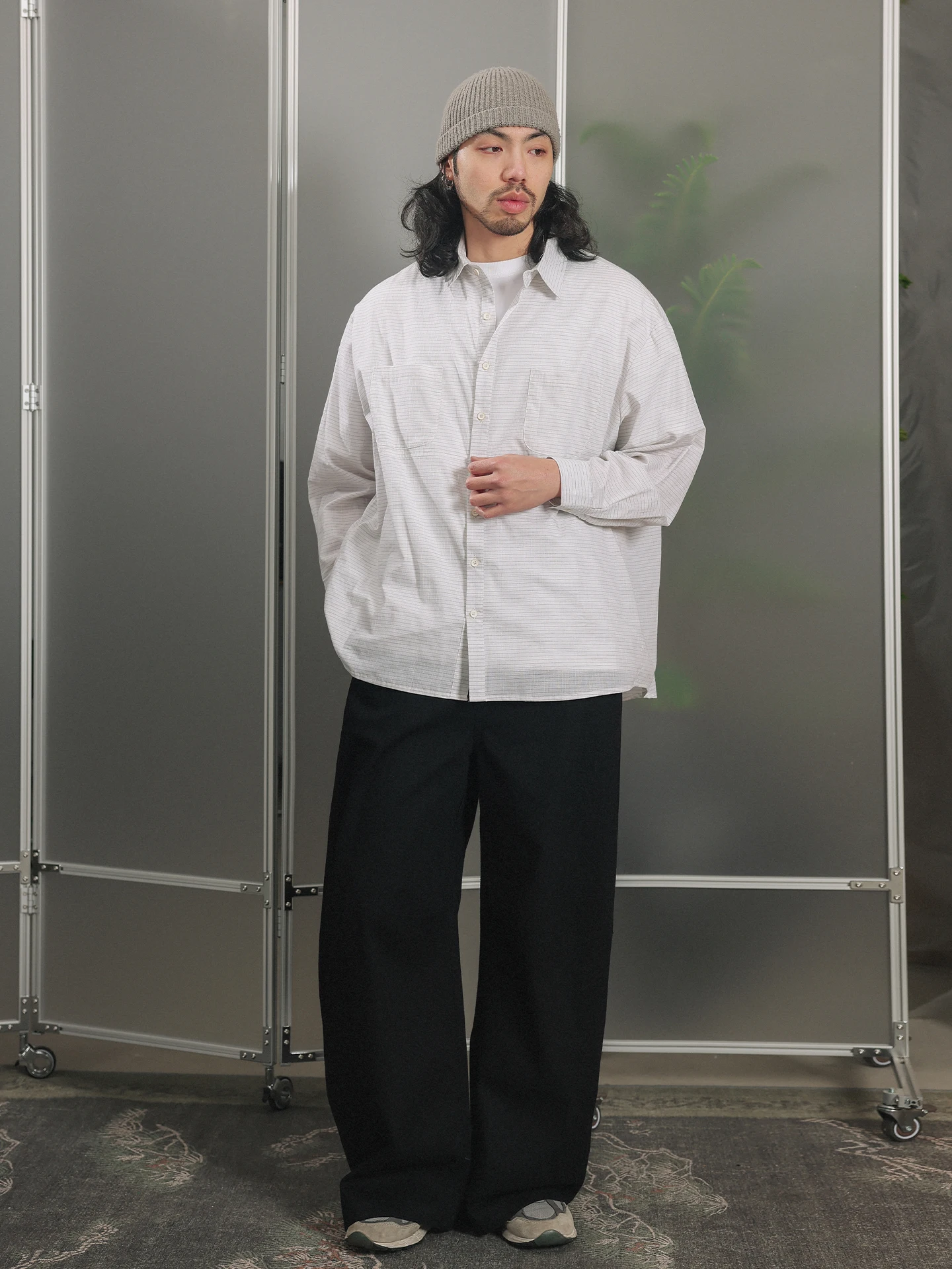 

Мужская рубашка Noears в японском стиле, свободного кроя, с длинным рукавом, в полоску, из бамбукового волокна, винтажная, повседневная, дышащая, весенняя