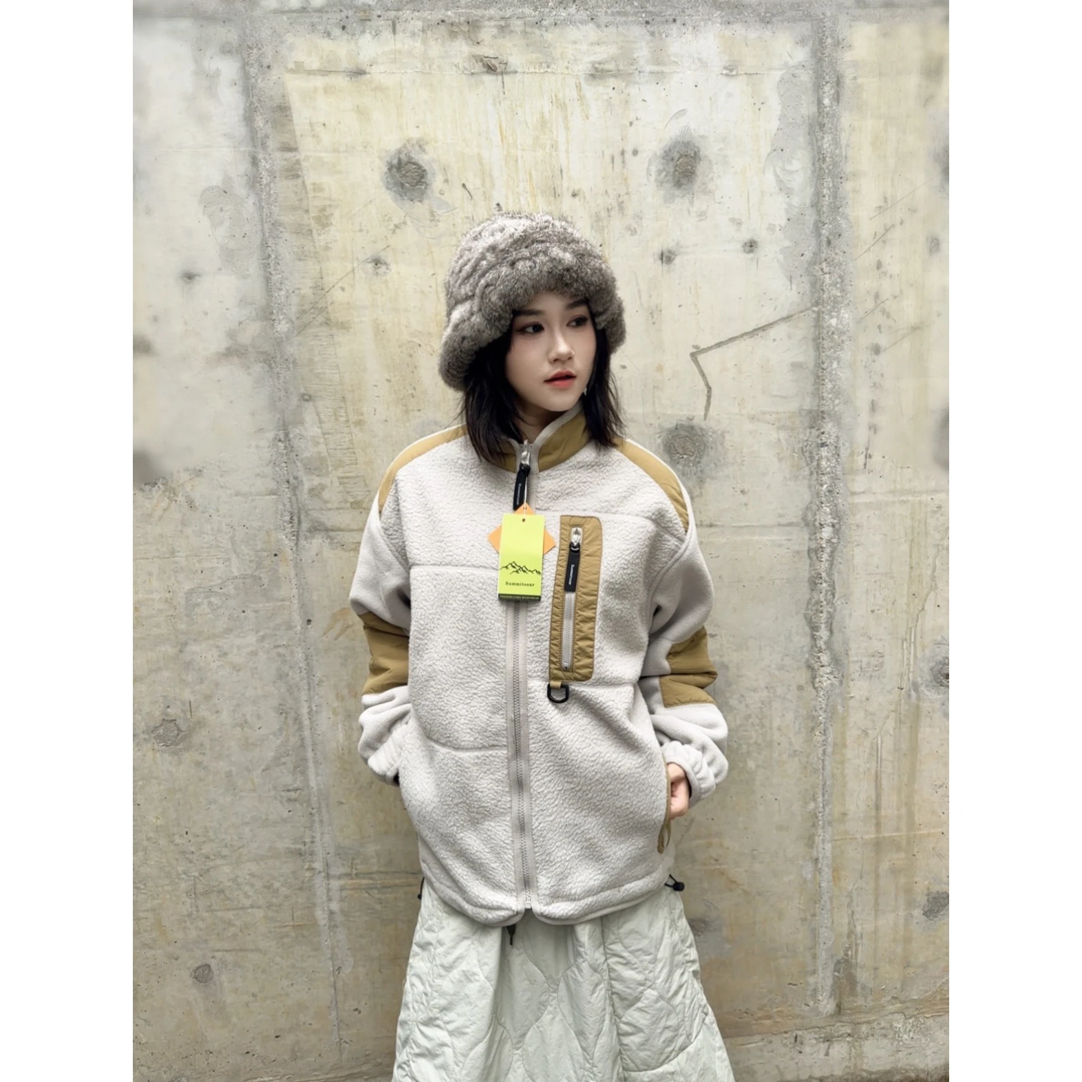 

Loose Fit Casual Hoodie ex Outdoor Color Blo Stand Collar Warm Comfortable Double Sided Wear Polyester Fabric Youth Lei...