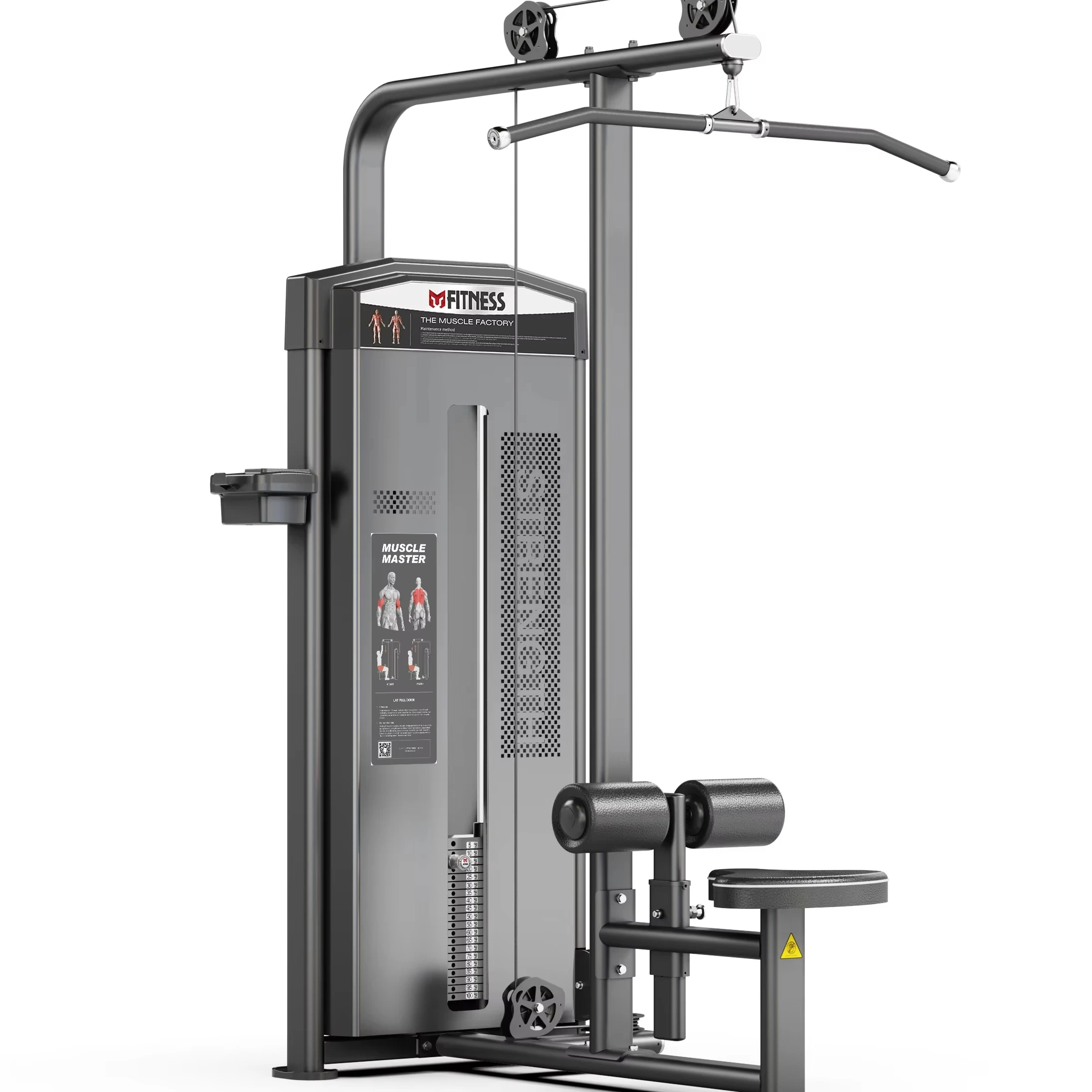 Commercial Pin Loaded Lat Pulldown Machine with Multiple Grip Options for Back Width Development