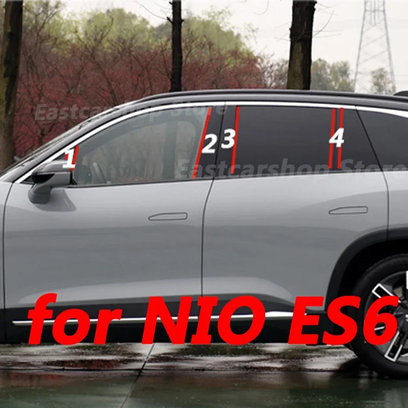 

For NIO ES6 2019 2020 2021 Car Central Middle Column PC Window Trims B C Pillar Strip Sticker Protective Accessories Cover