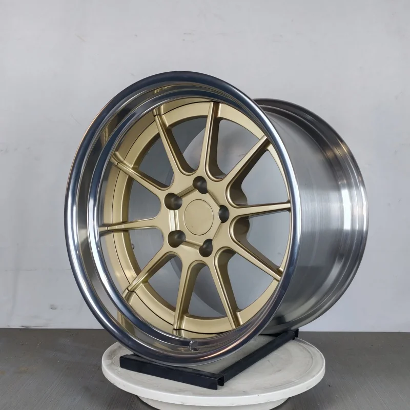 High-end customized deep concave forged alloy wheel hub, multi-inch single-piece sport rims, 5×3 PCD, gold polished finish
