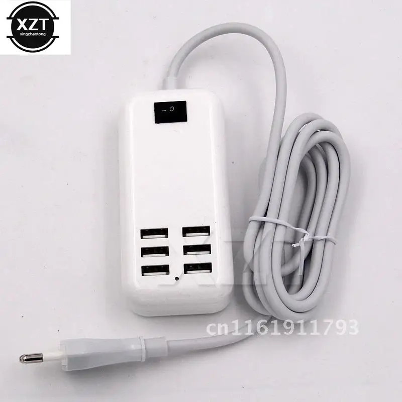 USB Hub 6 Port USB Charger Power Adapter Splitter Desktop EU US Plug Slots USB Outlet Socket Charging for Huawei With Switch