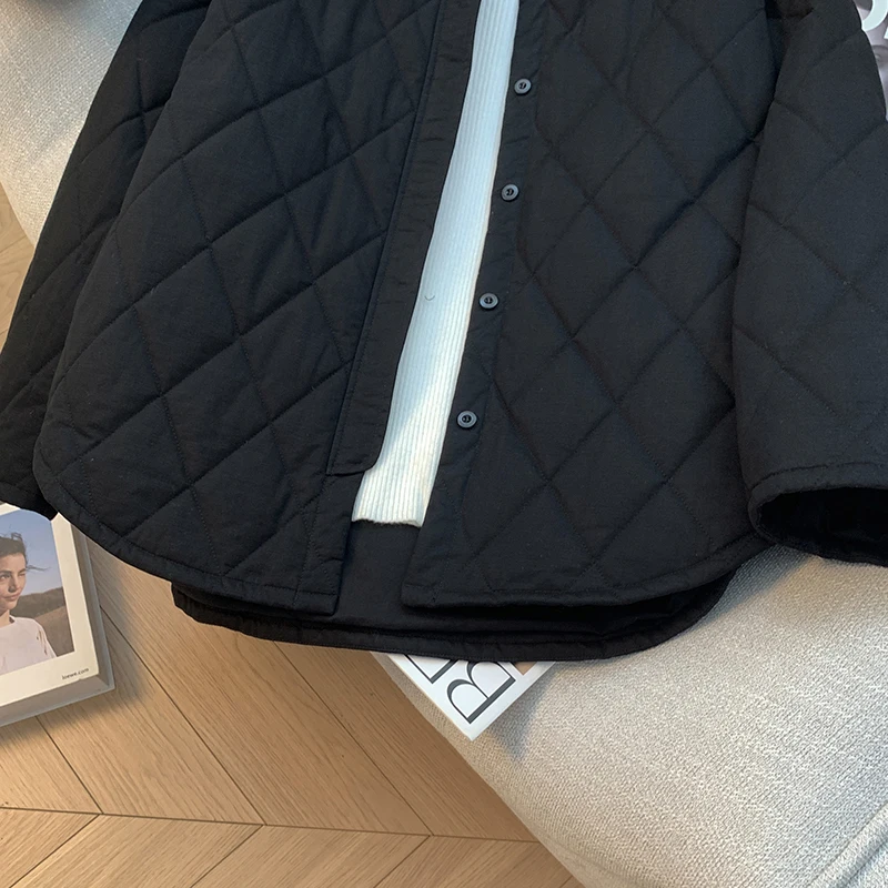 

Lightweight Cotton Jaet Women's Autumn Winter Casual Retro Diamond Patterned Thin Cotton Blend Coat Winter Top